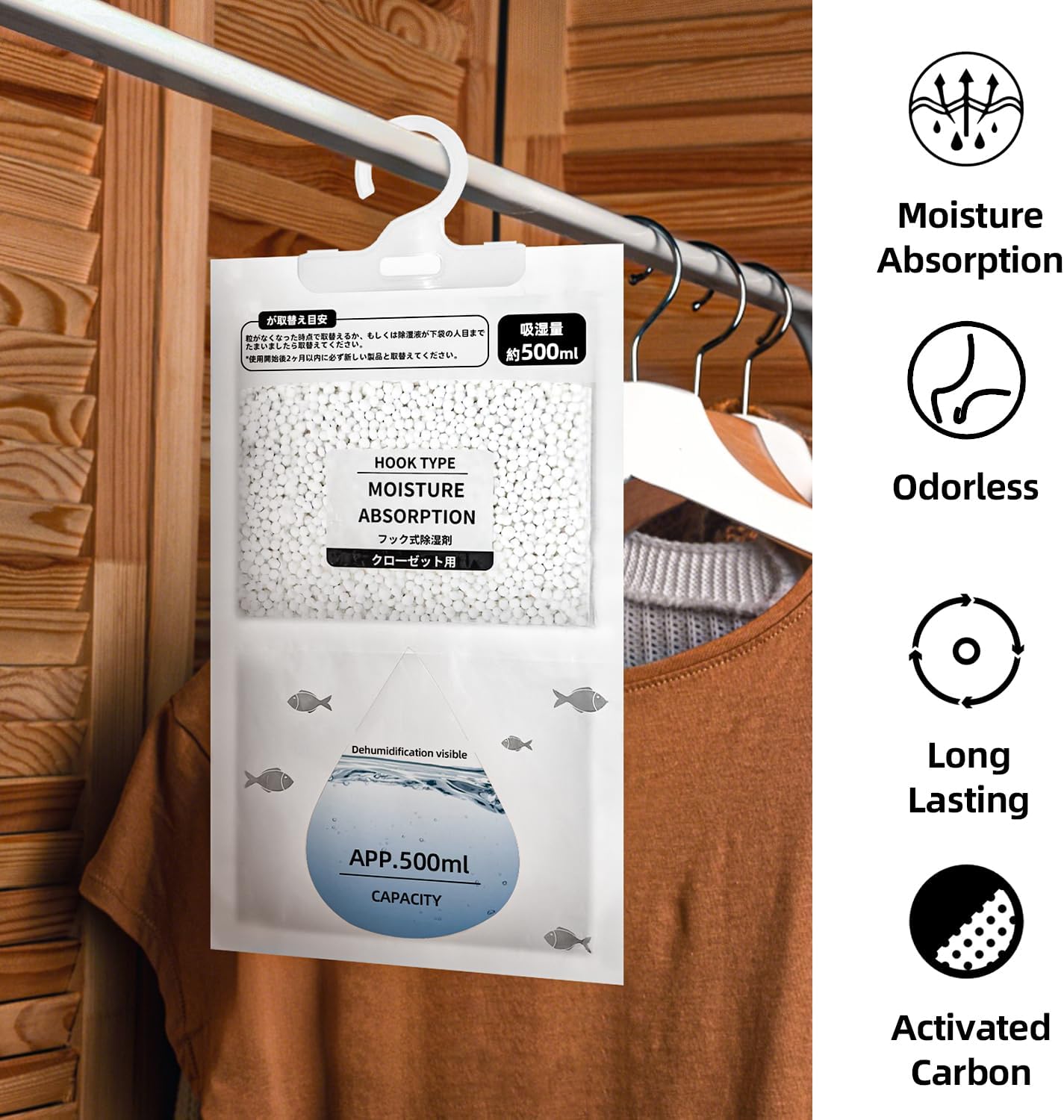 Idli Steamer Mold - สารดูดความชื้นในตู้เสื้อผ้าที่มีประสิทธิภาพ, ถุงดูดความชื้นแบบแขวนในตู้เสื้อผ้า, สารดูดความชื้นป้องกันเชื้อราที่เป็นมิตรกับสิ่งแวดล้อมสำหรับห้องนอนและพื้นที่จัดเก็บ