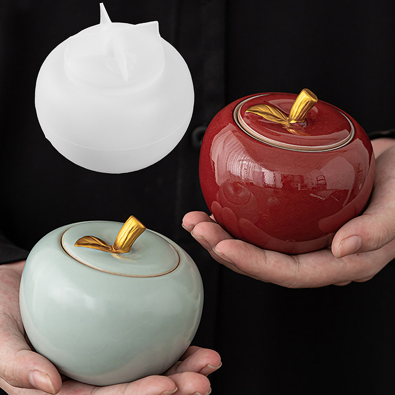 Idli Steamer Mold - DIY Apple Jar เทียน Jar แม่พิมพ์ซิลิโคนพร้อมฝาปิดกล่องเก็บเครื่องประดับยิปซั่มเรซินแม่พิมพ์ซีเมนต์