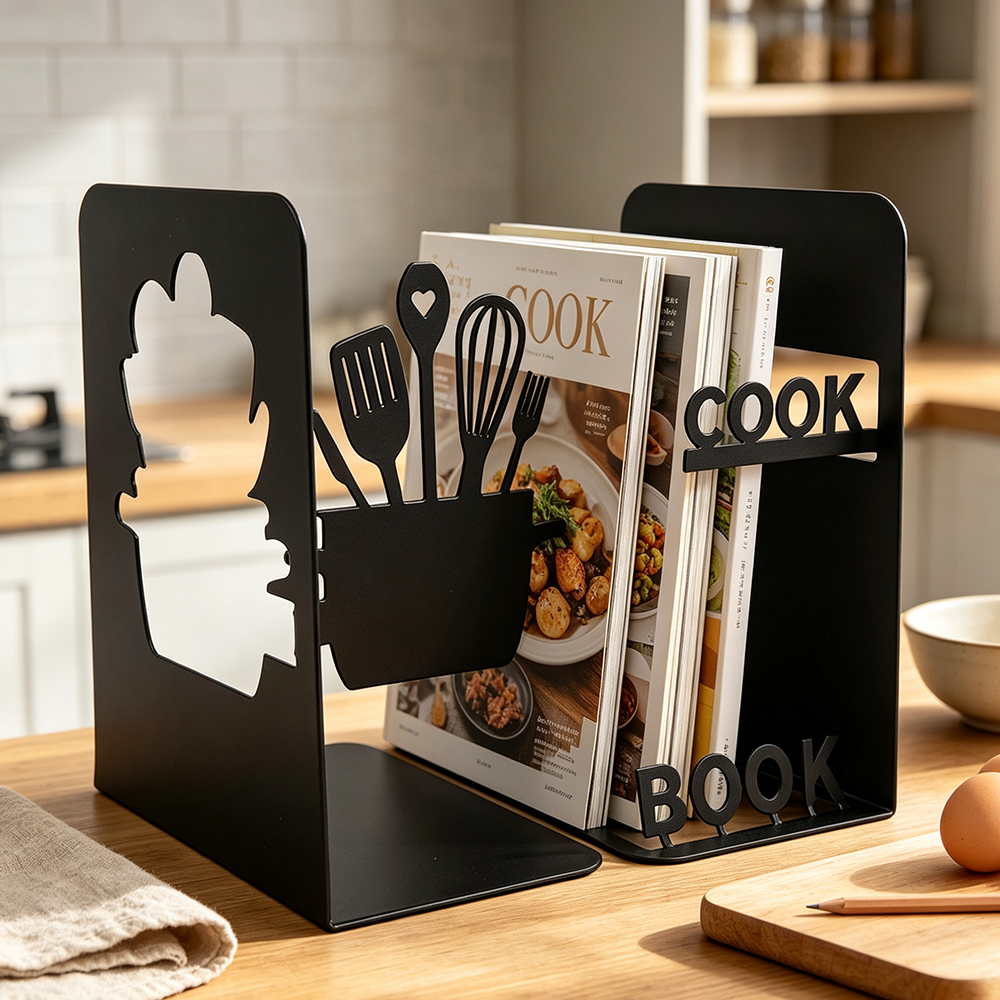 Home Cooking Recipe - ที่คั่นหนังสือธีมครัวสำหรับผู้หญิง ที่คั่นหนังสือโลหะเหล็ก ที่วางหนังสือตกแต่ง ที่คั่นหนังสือสำหรับตำราอาหาร ชั้นวางหนังสือสำหรับห้องครัวและโต๊ะทำงาน