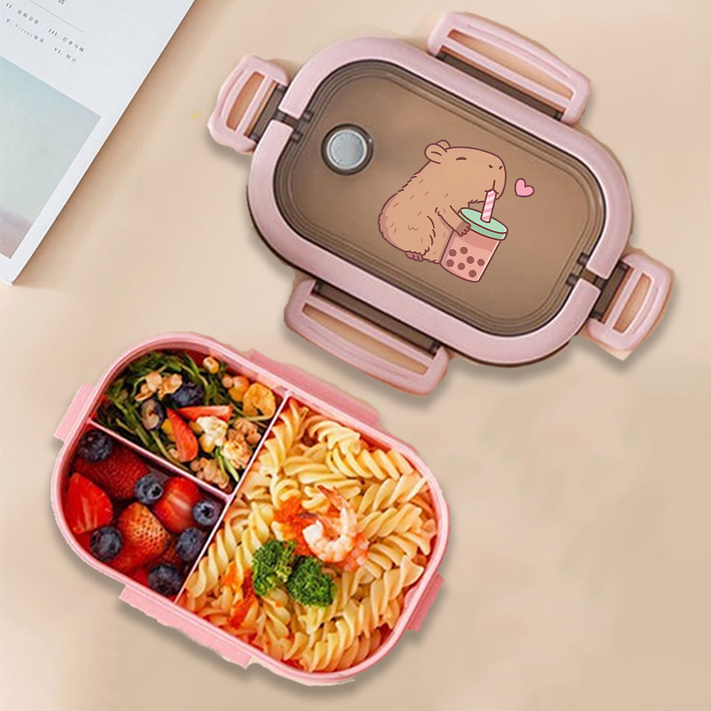 Home Cooking Food - กล่องข้าวกลางวันลายคาปิบาร่า ลายการ์ตูนอนิเมะ กล่องเก็บอาหารสำหรับเด็ก กล่องอาหารกลางวันสำหรับเด็กนักเรียน ปิกนิก กล่องอาหารกลางวันสำหรับเด็กชายและเด็กหญิง