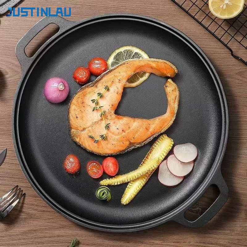 Dosa Pan Iron - กระทะเหล็กหล่อแบบสองหูยี่ห้อ JUSTINLAU สำหรับทอดไข่ สเต็ก แพนเค้ก ย่างเนื้อ