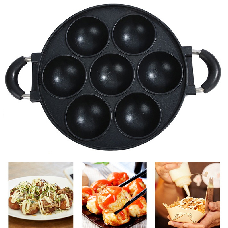 Dosa Pan Iron - ถาดทำเค้กเหล็กหล่อ7หลุมกระทะทำไข่เจียวทำอาหารหม้ออาหารไม่ติดกระทะทำอาหารเช้าแม่พิมพ์เค้กพายเครื่องครัว