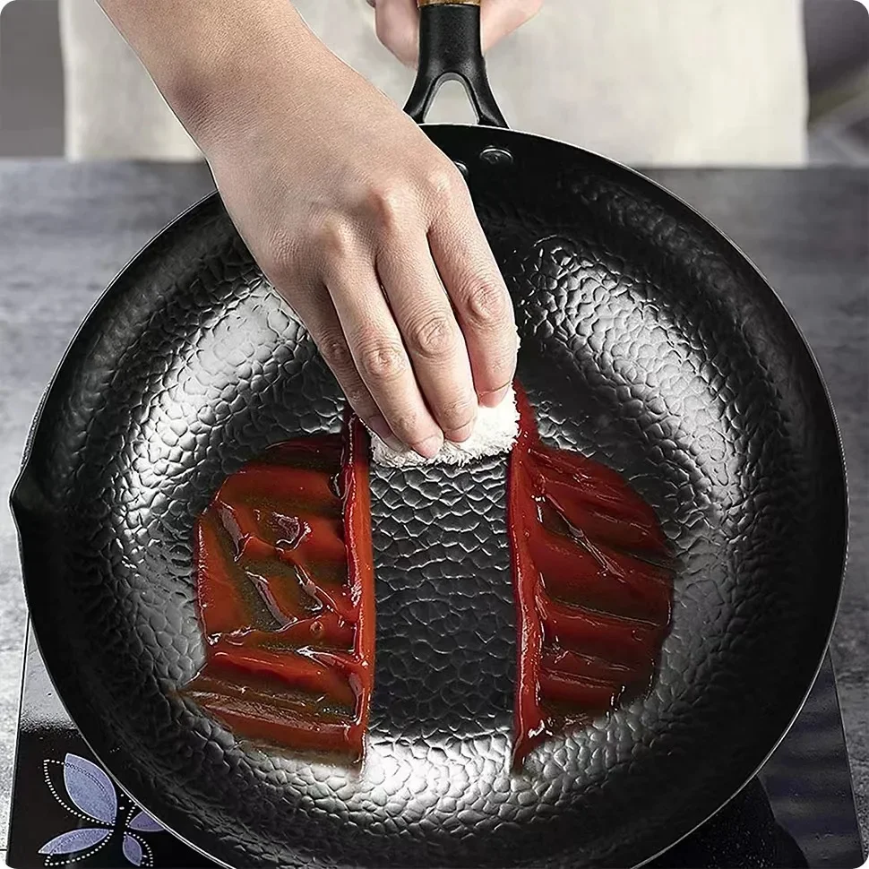 Dosa Pan Iron - กระทะเหล็กคุณภาพสูง28ซม. กระทะไร้สารเคลือบกระทะทอดลึกหม้ออาหารในครัวเรือน kompor Gas เตาแม่เหล็กไฟฟ้าที่ใช้งานได้