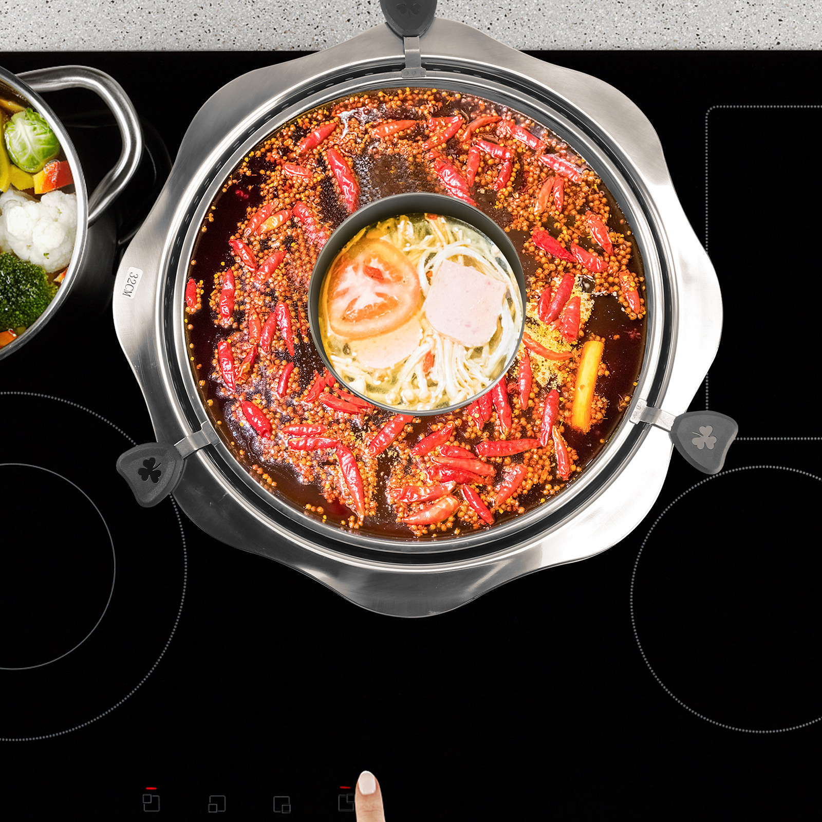 Home Cooking Utensils - หม้อไฟหมุนได้ หม้อสแตนเลส ด้ามจับกันติด ให้ความร้อนเร็ว ทำความสะอาดง่าย อุปกรณ์ทำอาหารในครัวบ้าน