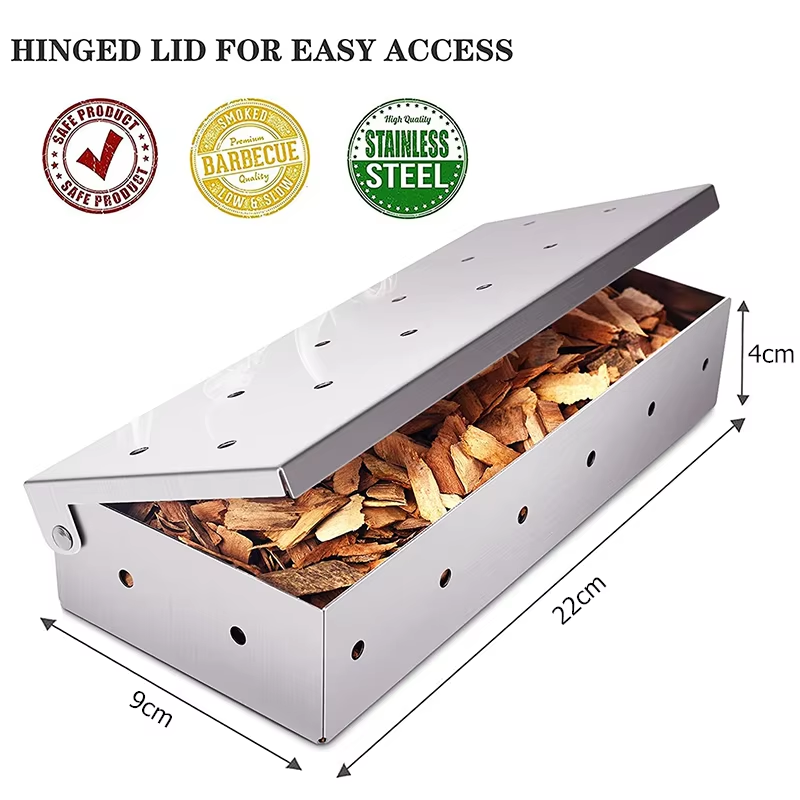 BBQ Smoker กล่องสแตนเลสไม้ชิปส - Smoker Box Wood Chip บทวิจารณ์และราคา