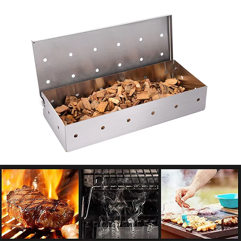 BBQ Smoker กล่องสแตนเลสไม้ชิปส - Smoker Box Wood Chip บทวิจารณ์และราคา