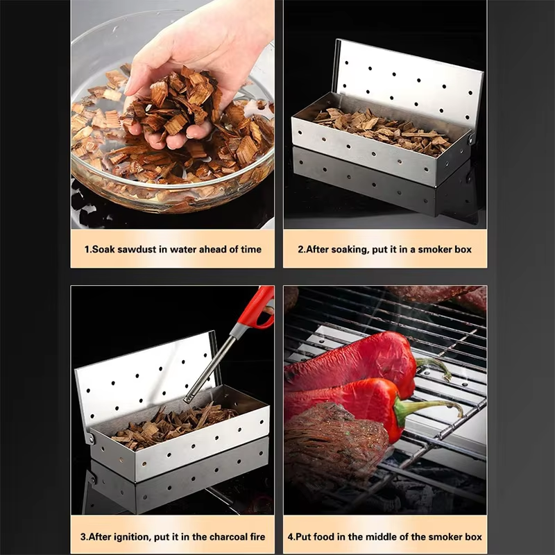 BBQ Smoker กล่องสแตนเลสไม้ชิปส - Smoker Box Wood Chip บทวิจารณ์และราคา