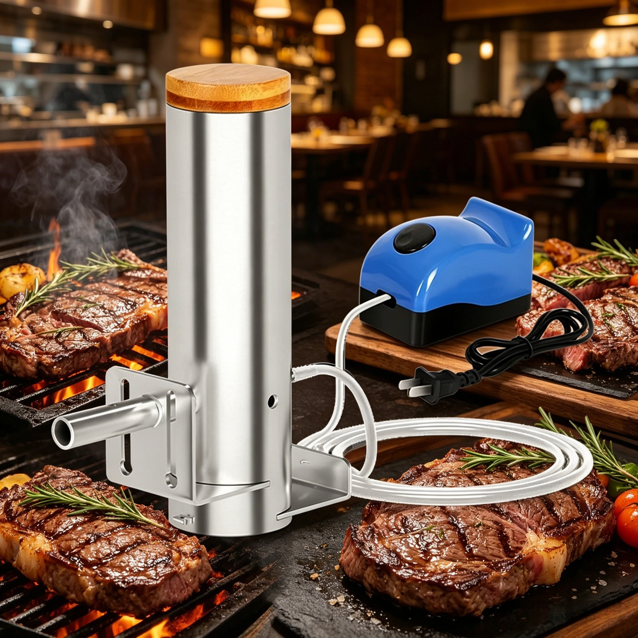 เตารมควันไฟฟ้าแบบพกพาสำหรับทำไ - Smoker Box Wood Chip บทวิจารณ์และราคา