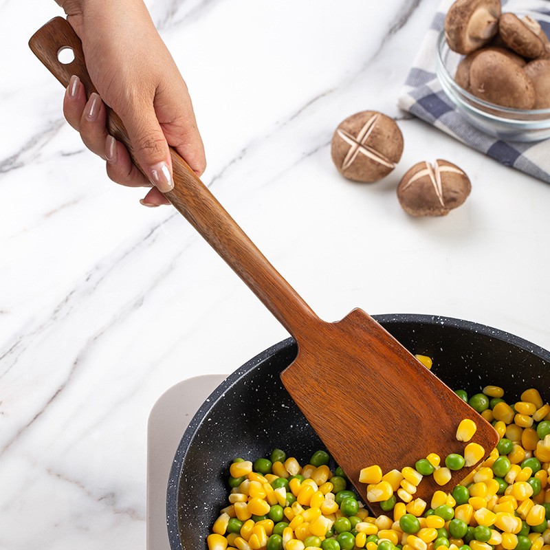 1PC-ไม้พายไม้สำหรับกระทะเคลือบ - Home Cooking Utensils บทวิจารณ์และราคา