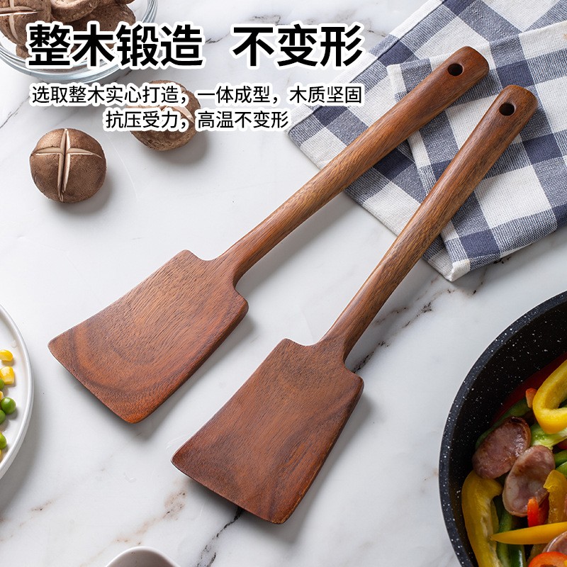 1PC-ไม้พายไม้สำหรับกระทะเคลือบ - Home Cooking Utensils บทวิจารณ์และราคา