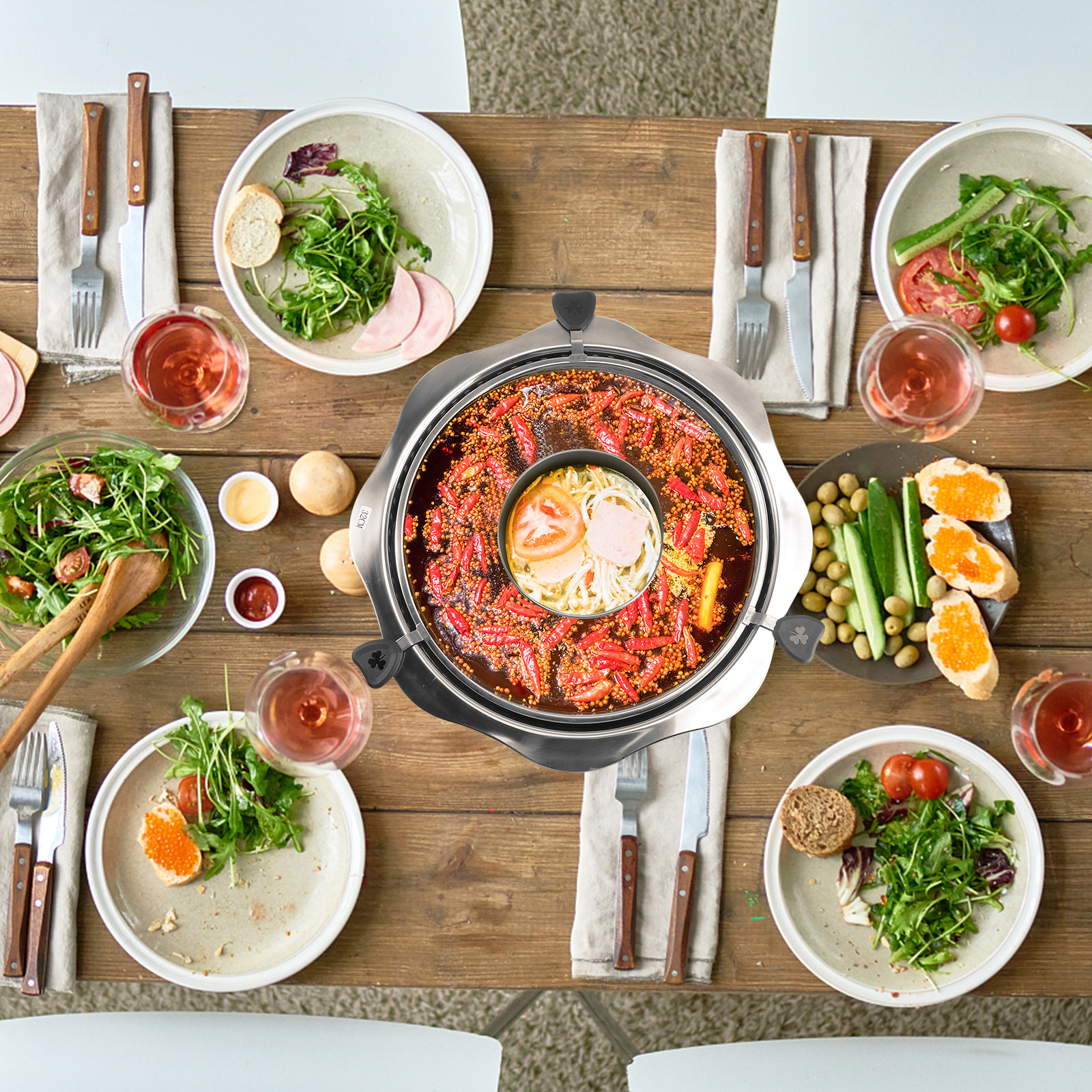 หม้อไฟหมุนได้ หม้อสแตนเลส ด้าม - Home Cooking Utensils บทวิจารณ์และราคา